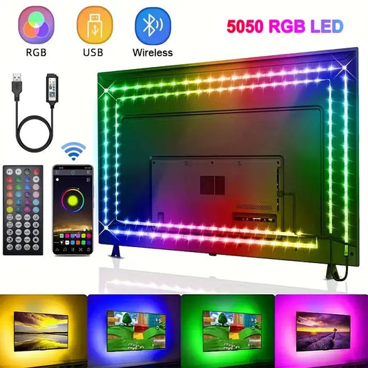 USB LED Strip Light โ 5V 5050 RGB Smart Strip with Bluetooth/WiFi & Alexa Compatibility (15m/20m)