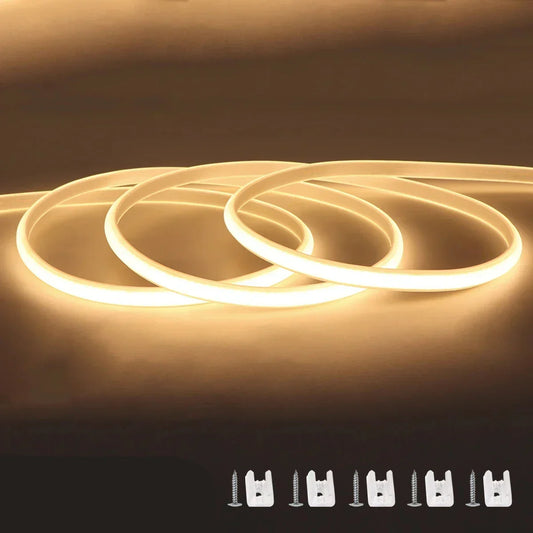 110V/220V COB LED Strip Light โ Super Bright Waterproof Lighting with EU/US Power Supply