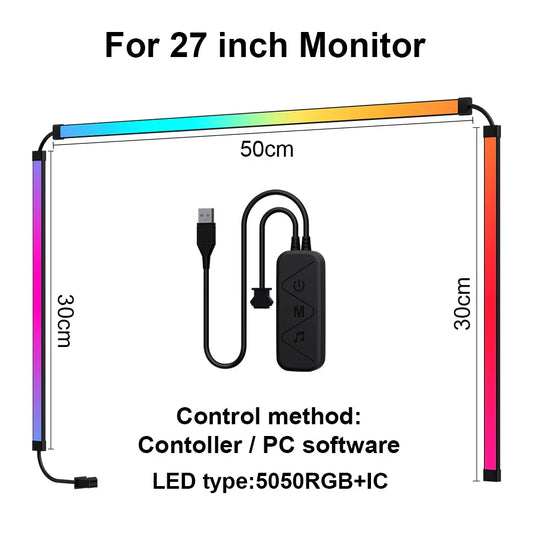 Gaming Monitor Light Strip โ RGB Color Sync Backlight with Smart Control for PC & Display Atmosphere