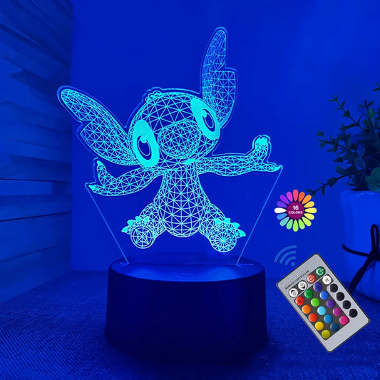 3D Illusion Stitch Night Light โ Remote Control & Smart Touch LED Lamp