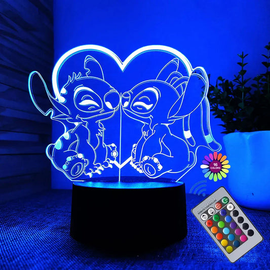 3D Illusion Stitch Night Light – Remote Control &amp; Smart Touch LED Lamp