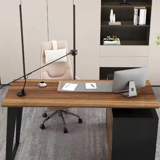 54.3" Reversible L-Shaped Computer & Gaming Desk – Brown Wood Office Table with Adjustable Shelves & Drawers
