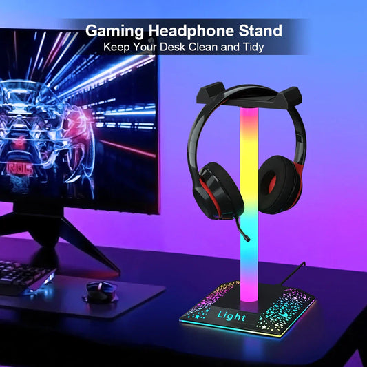LED Gaming Headset Stand – USB-Powered RGBIC Light-Up Stand for Gaming Room Decor