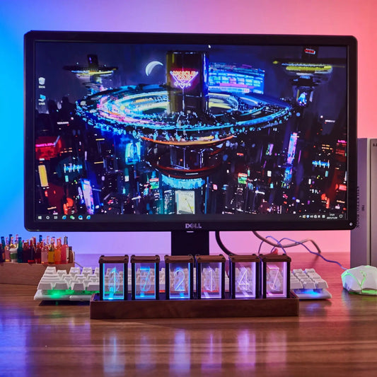ClocTeck Nixie Tube Clock – RGB Digital Table Clock with USB Power & Alarm Function